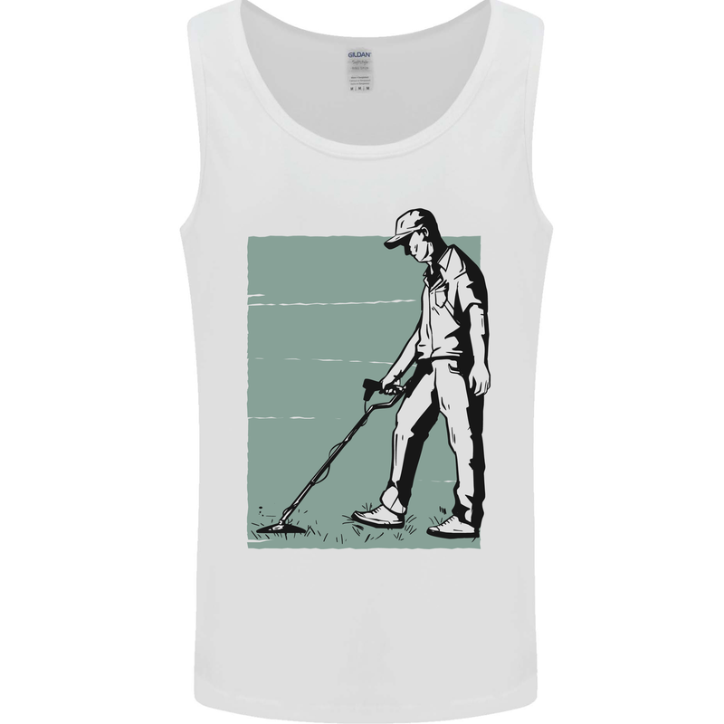 A Man Metal Detecting Detector Detect Mens Vest Tank Top White