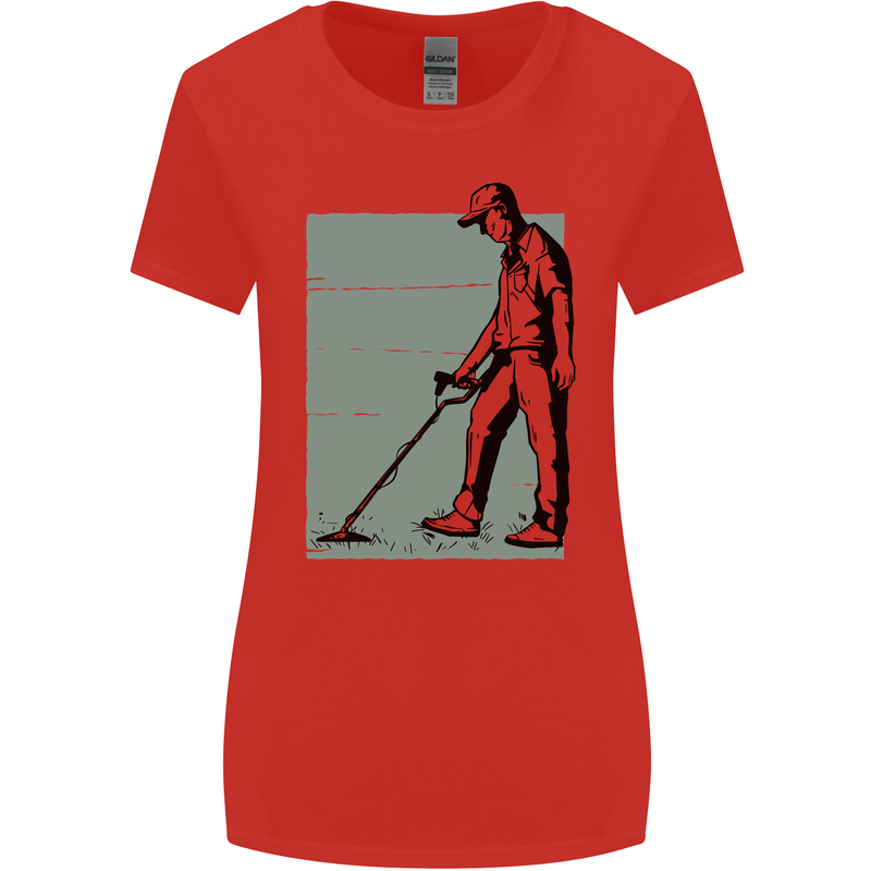 A Man Metal Detecting Detector Detect Womens Wider Cut T-Shirt Red