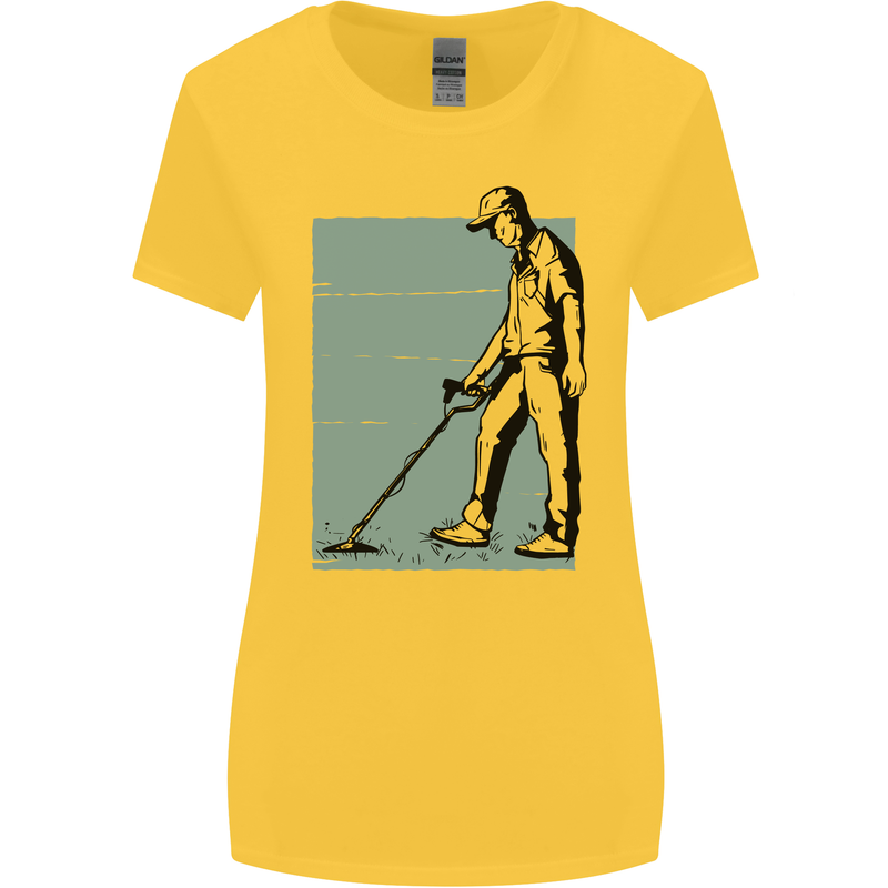 A Man Metal Detecting Detector Detect Womens Wider Cut T-Shirt Yellow