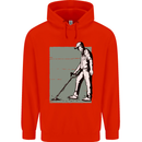 A Man Metal Detecting Detector Mens 80% Cotton Hoodie Bright Red
