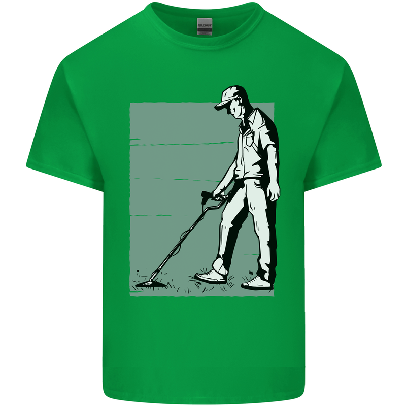 A Man Metal Detecting Detector Mens Cotton T-Shirt Tee Top Irish Green