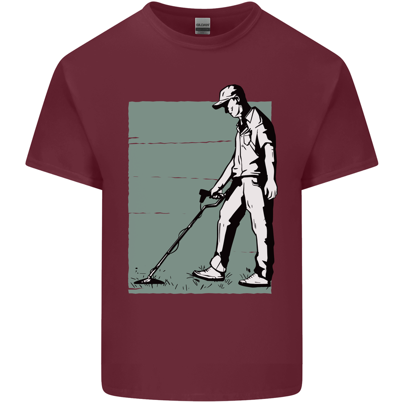 A Man Metal Detecting Detector Mens Cotton T-Shirt Tee Top Maroon