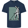 A Man Metal Detecting Detector Mens Cotton T-Shirt Tee Top Navy Blue