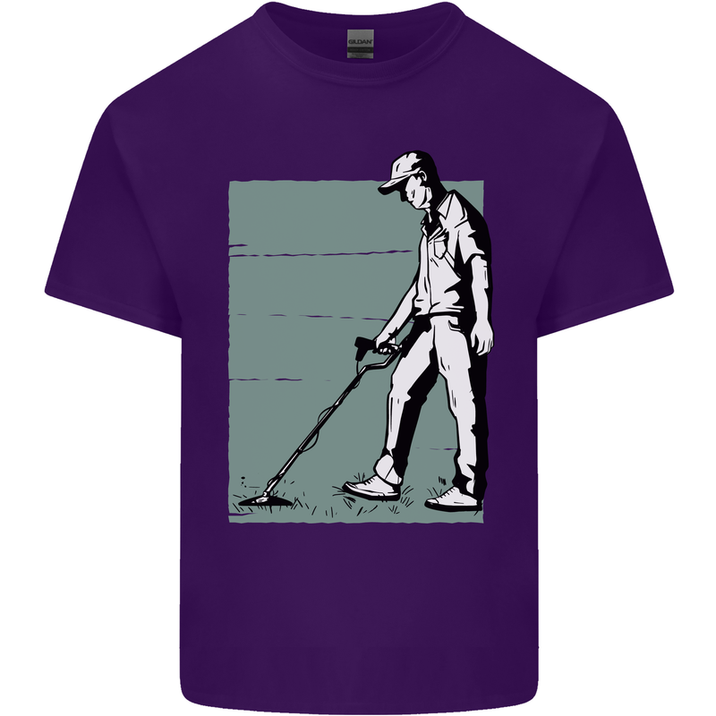 A Man Metal Detecting Detector Mens Cotton T-Shirt Tee Top Purple