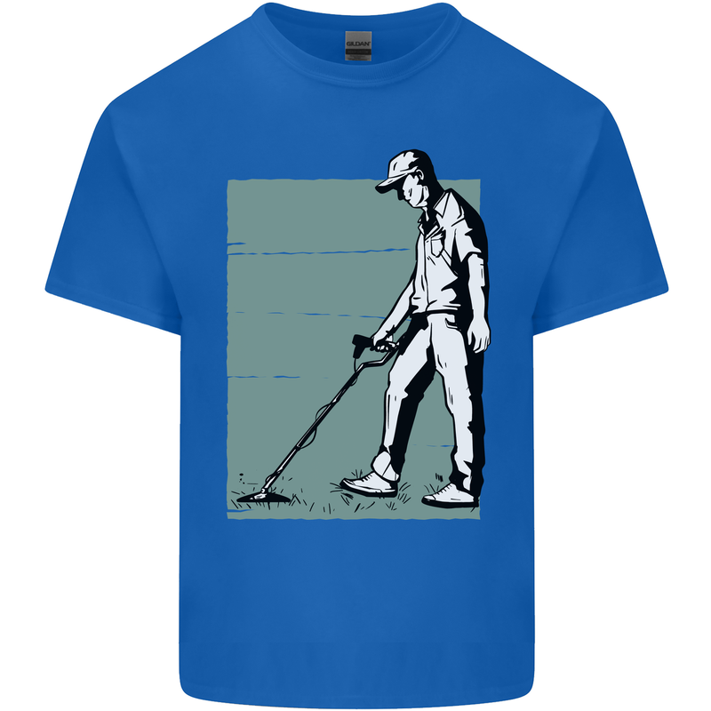 A Man Metal Detecting Detector Mens Cotton T-Shirt Tee Top Royal Blue