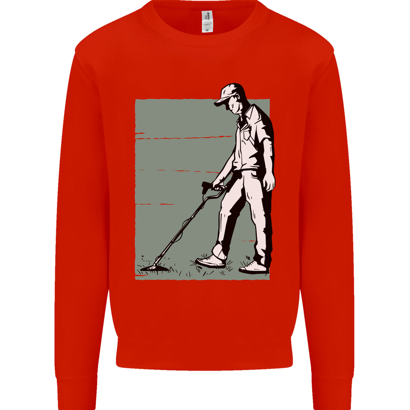 A Man Metal Detecting Detector Mens Sweatshirt Jumper Bright Red