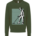 A Man Metal Detecting Detector Mens Sweatshirt Jumper Forest Green