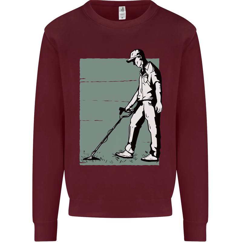 A Man Metal Detecting Detector Mens Sweatshirt Jumper Maroon