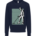 A Man Metal Detecting Detector Mens Sweatshirt Jumper Navy Blue