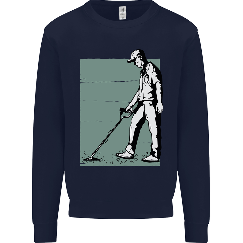 A Man Metal Detecting Detector Mens Sweatshirt Jumper Navy Blue