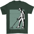 A Man Metal Detecting Detector Mens T-Shirt 100% Cotton Forest Green