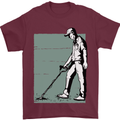 A Man Metal Detecting Detector Mens T-Shirt 100% Cotton Maroon