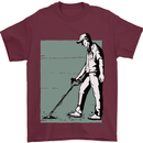 A Man Metal Detecting Detector Mens T-Shirt 100% Cotton Maroon