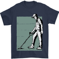 A Man Metal Detecting Detector Mens T-Shirt 100% Cotton Navy Blue