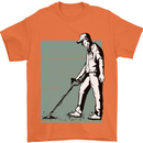 A Man Metal Detecting Detector Mens T-Shirt 100% Cotton Orange
