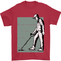 A Man Metal Detecting Detector Mens T-Shirt 100% Cotton Red