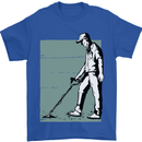 A Man Metal Detecting Detector Mens T-Shirt 100% Cotton Royal Blue