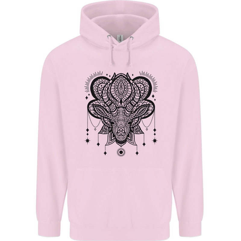 A Mandala Deer Childrens Kids Hoodie Light Pink