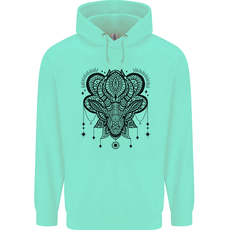 A Mandala Deer Childrens Kids Hoodie Peppermint
