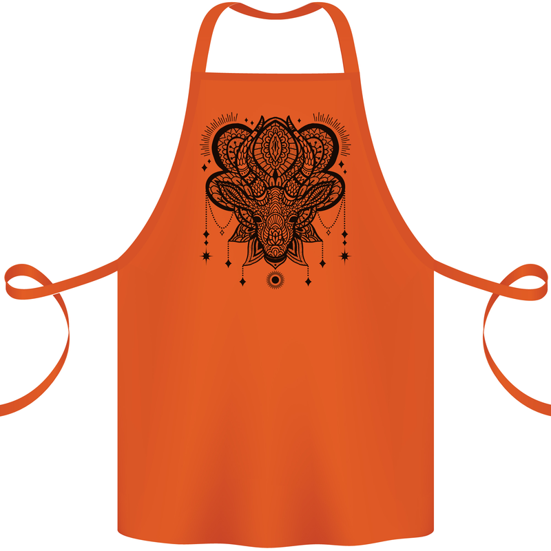 A Mandala Deer Cotton Apron 100% Organic Orange