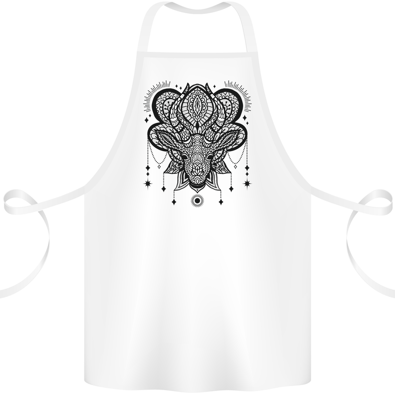 A Mandala Deer Cotton Apron 100% Organic White