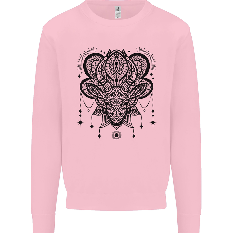 A Mandala Deer Kids Sweatshirt Jumper Light Pink