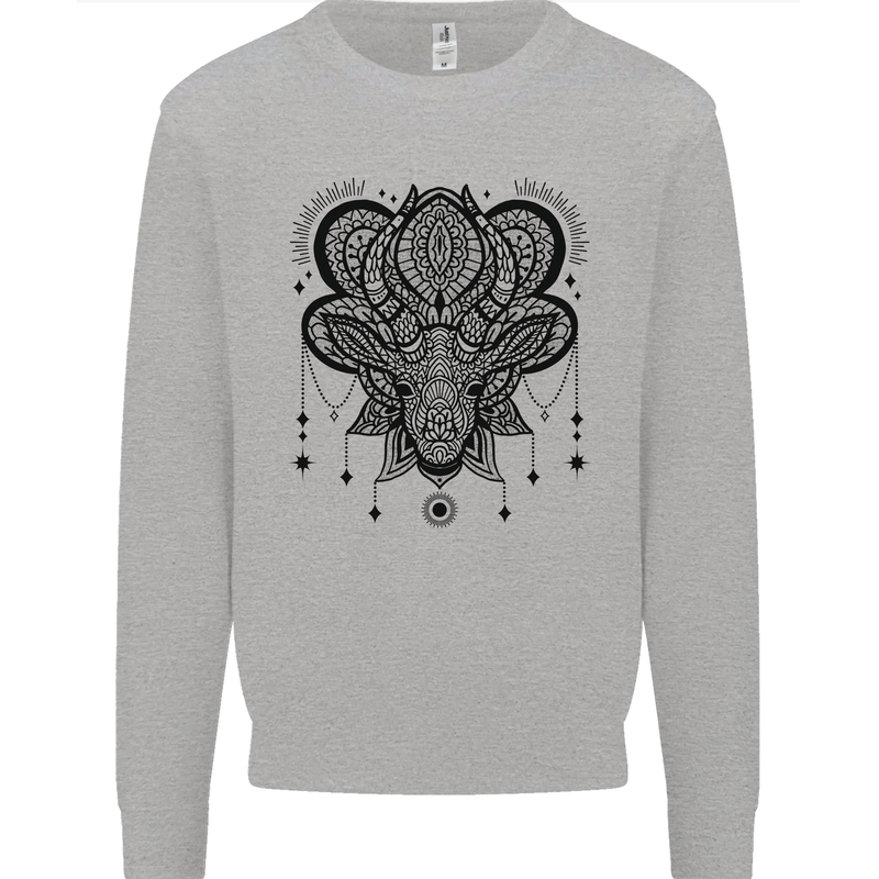 A Mandala Deer Kids Sweatshirt Jumper Sports Grey