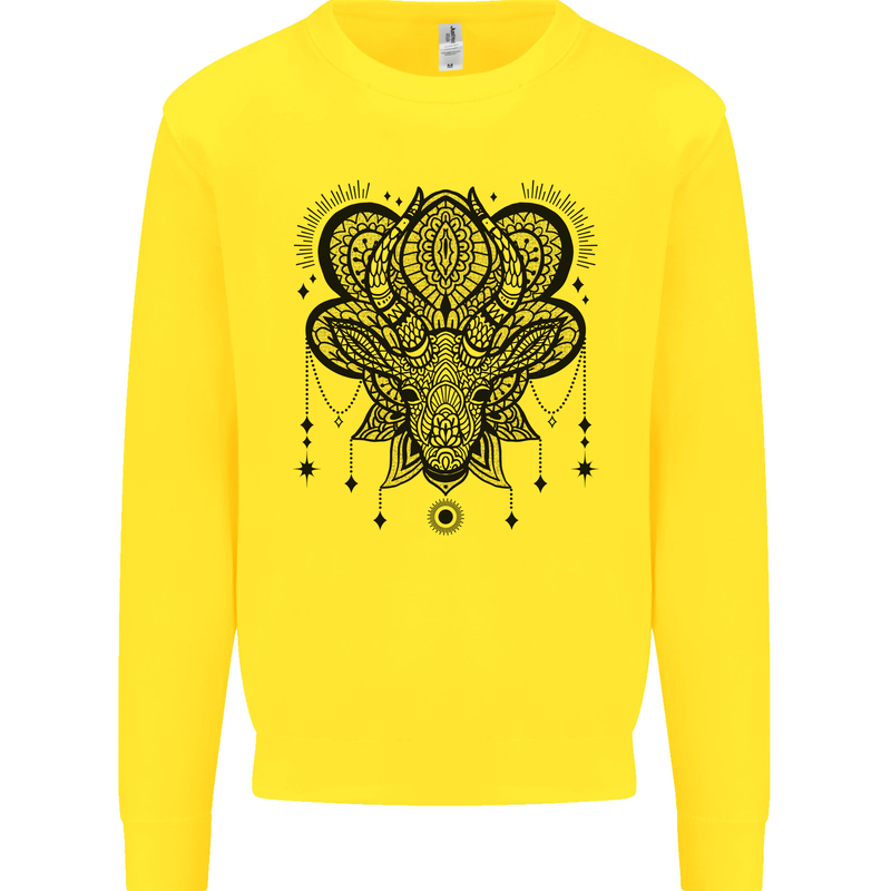 A Mandala Deer Kids Sweatshirt Jumper Yellow