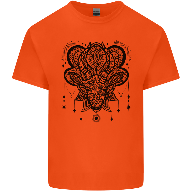 A Mandala Deer Kids T-Shirt Childrens Orange