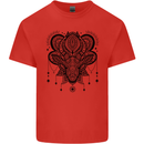 A Mandala Deer Kids T-Shirt Childrens Red