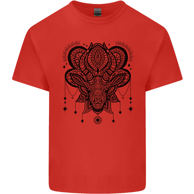 A Mandala Deer Kids T-Shirt Childrens Red