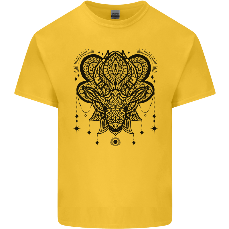 A Mandala Deer Kids T-Shirt Childrens Yellow