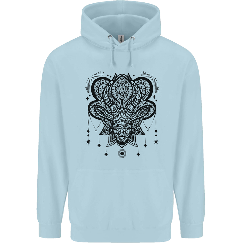 A Mandala Deer Mens 80% Cotton Hoodie Light Blue