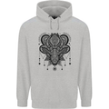 A Mandala Deer Mens 80% Cotton Hoodie Sports Grey