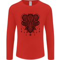 A Mandala Deer Mens Long Sleeve T-Shirt Red