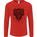 A Mandala Deer Mens Long Sleeve T-Shirt Red