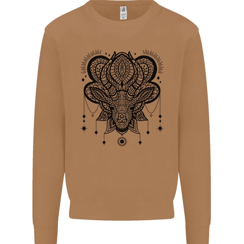 A Mandala Deer Mens Sweatshirt Jumper Caramel Latte