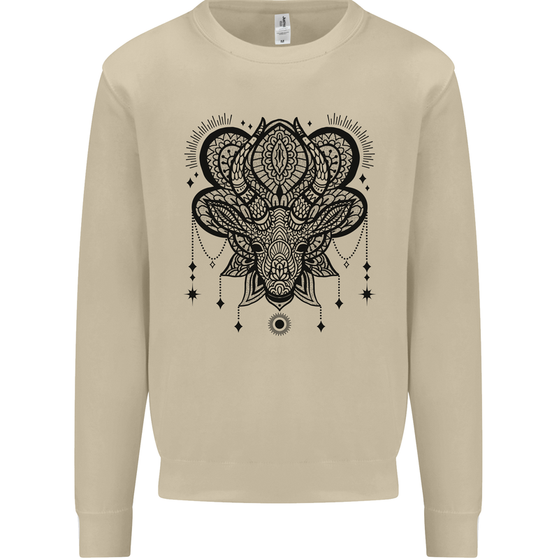 A Mandala Deer Mens Sweatshirt Jumper Sand