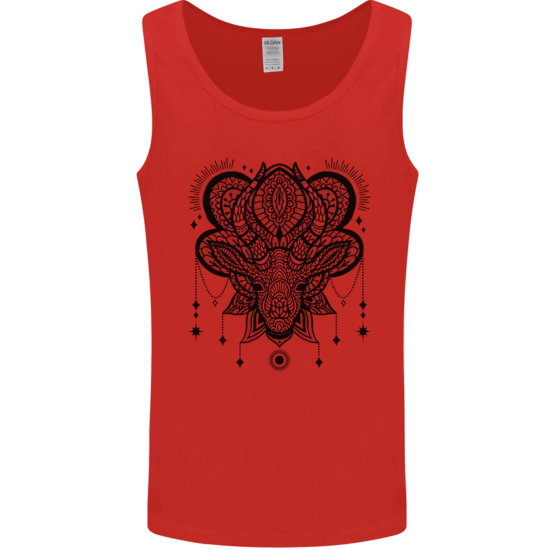 A Mandala Deer Mens Vest Tank Top Red