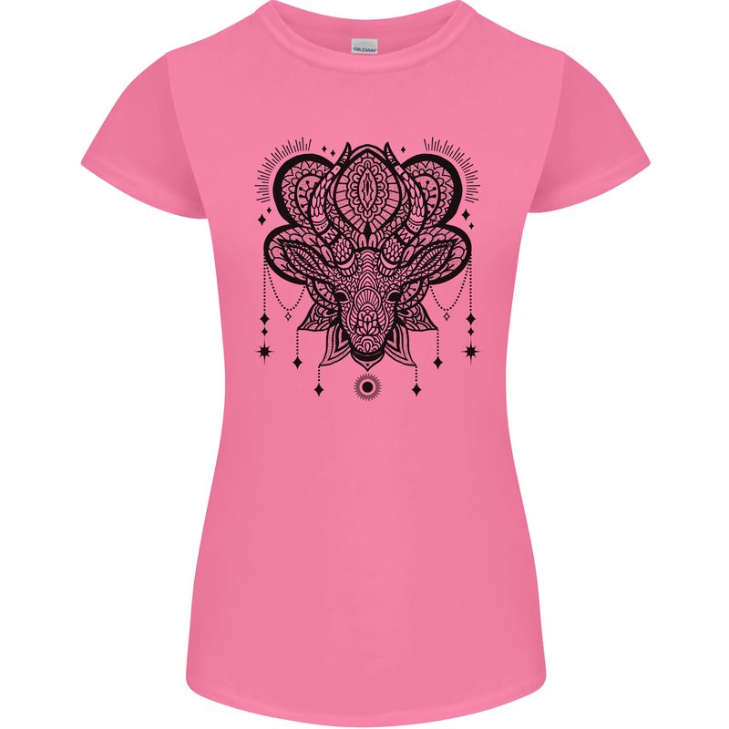 A Mandala Deer Womens Petite Cut T-Shirt Azalea