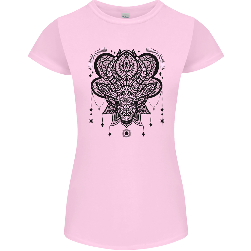A Mandala Deer Womens Petite Cut T-Shirt Light Pink