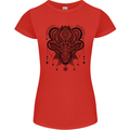 A Mandala Deer Womens Petite Cut T-Shirt Red