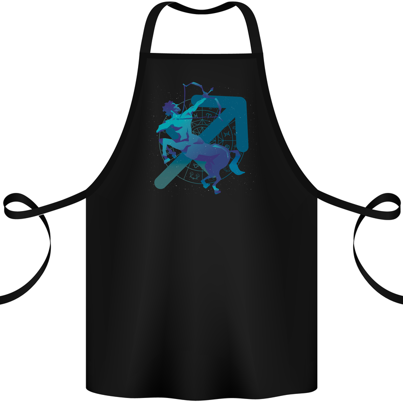 A Masculine Sagittarius Star Sign Design Cotton Apron 100% Organic Black