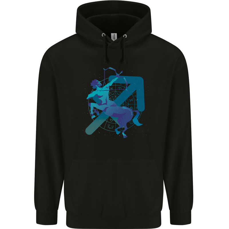 A Masculine Sagittarius Star Sign Design Mens 80% Cotton Hoodie Black