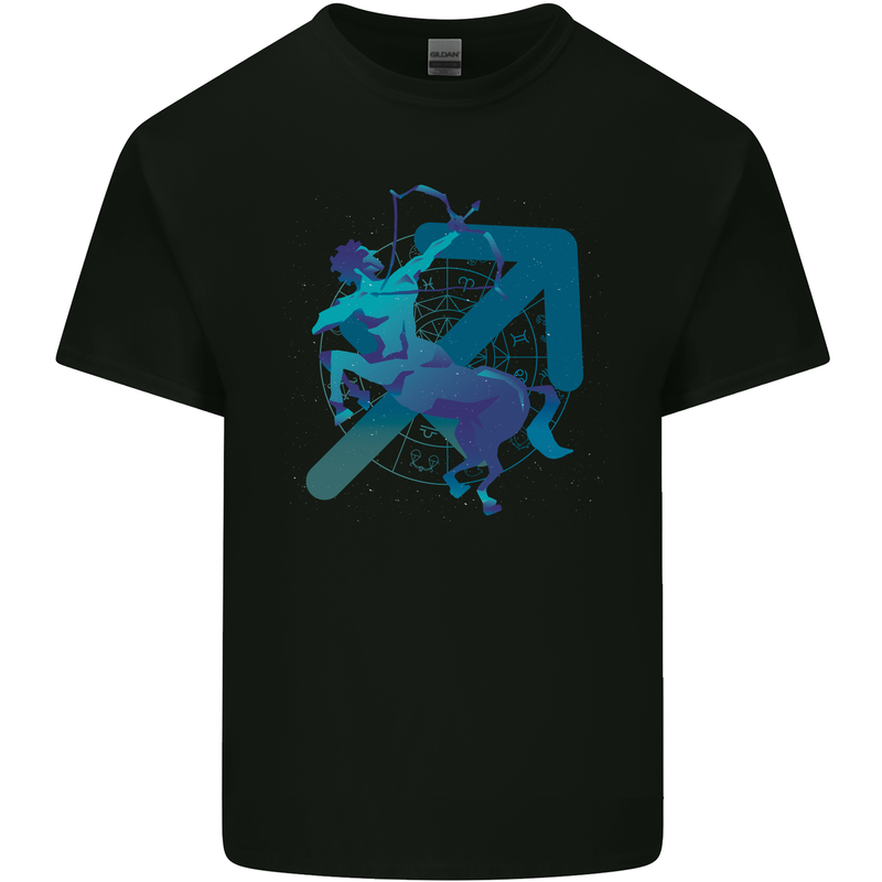 A Masculine Sagittarius Star Sign Design Mens Cotton T-Shirt Tee Top Black