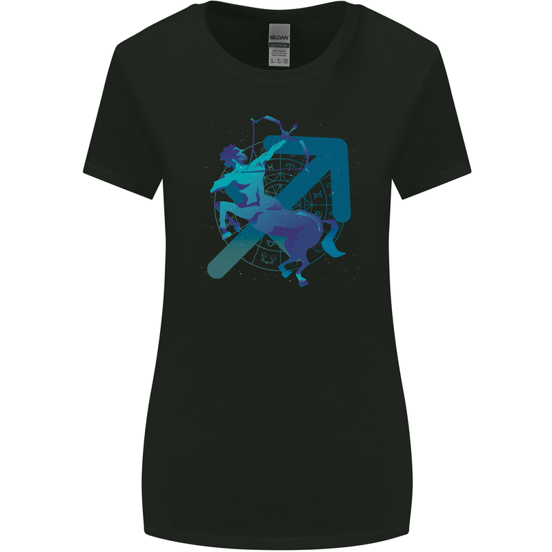 A Masculine Sagittarius Star Sign Design Womens Wider Cut T-Shirt Black