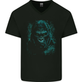 A Mean Gorilla Dark Style Mens V-Neck Cotton T-Shirt Black
