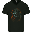 A Mean Gorilla Mens V-Neck Cotton T-Shirt Black