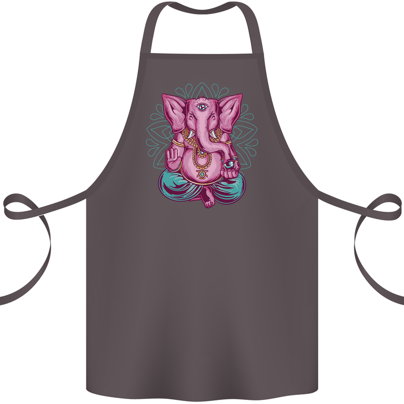 A Meditating Elephant Yoga Spiritual Cotton Apron 100% Organic Dark Grey