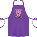 A Meditating Elephant Yoga Spiritual Cotton Apron 100% Organic Purple